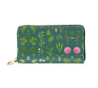 WXZYFP Portefeuille long en cuir avec fleurs et plantes, impression double face, cuir microfibre, unisexe, imperméable et durable