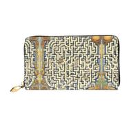 WXZYFP Portefeuille long en cuir avec motif carte au trésor du labyrinthe, impression double face, cuir microfibre, unisexe, imperméable et durable