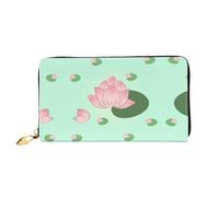 WXZYFP Portefeuille long en cuir avec motif de fleurs de lotus qui attendent de fleurir, impression double face, cuir microfibre, unisexe, imperméable et durable