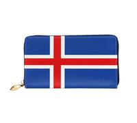 WXZYFP Portefeuille long en cuir avec motif drapeau de l'Islande - Impression double face - Cuir microfibre - Unisexe - Imperméable et durable