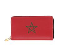 WXZYFP Portefeuille long en cuir avec motif drapeau du Maroc - Impression double face - Cuir microfibre - Unisexe - Imperméable et durable
