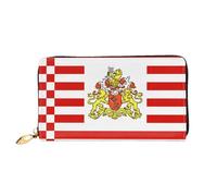 WXZYFP Portefeuille long en cuir avec motif drapeau du Sénat de Brême, impression double face, cuir microfibre, unisexe, imperméable et durable