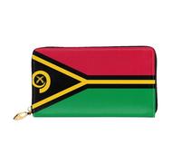 WXZYFP Portefeuille long en cuir avec motif drapeau du Vanuatu, impression double face, matériau en cuir microfibre, unisexe, imperméable et durable
