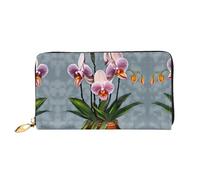 WXZYFP Portefeuille long en cuir Blooming Orchids, impression double face, matériau en cuir microfibre, unisexe, imperméable et durable