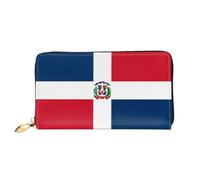 WXZYFP Portefeuille long en cuir de République dominicaine, impression double face, matériau en cuir microfibre, unisexe, imperméable et durable, noir, taille unique