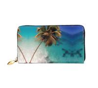 WXZYFP Portefeuille long en cuir des îles des Caraïbes, impression double face, matériau en cuir microfibre, unisexe, imperméable et durable