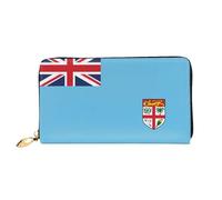 WXZYFP Portefeuille long en cuir drapeau des Fidji, impression double face, matériau en cuir microfibre, unisexe, imperméable et durable
