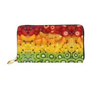 WXZYFP Portefeuille long en cuir Fresh Fruits, impression double face, matériau en cuir microfibre, unisexe, imperméable et durable