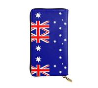 WXZYFP Portefeuille long en cuir imprimé double face avec drapeau australien, unisexe, 12 emplacements pour cartes de crédit, 3 emplacements pour espèces, noir, taille unique