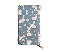 WXZYFP Portefeuille long en cuir imprimé double face avec lapin mignon de dessin animé, unisexe, 12 emplacements pour cartes de crédit, 3 emplacements pour espèces