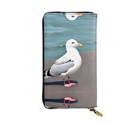 WXZYFP Portefeuille long en cuir imprimé double face avec motif mouette, unisexe, 12 emplacements pour cartes de crédit, 3 emplacements pour espèces