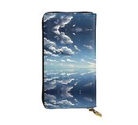 WXZYFP Portefeuille long en cuir imprimé double face bleu ciel et nuages blancs, unisexe, 12 emplacements pour cartes de crédit, 3 emplacements pour espèces