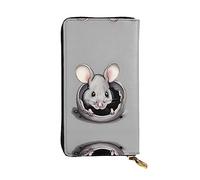 WXZYFP Portefeuille long en cuir imprimé double face Motif rat gris Unisexe 12 emplacements pour cartes de crédit 3 emplacements pour espèces