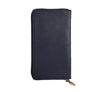 WXZYFP Portefeuille long en cuir imprimé double face noir uni, unisexe, 12 emplacements pour cartes de crédit, 3 emplacements pour espèces