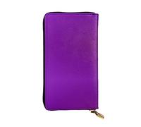 WXZYFP Portefeuille long en cuir imprimé double face violet foncé, unisexe, 12 emplacements pour cartes de crédit, 3 emplacements pour espèces, noir, taille unique