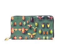 WXZYFP Portefeuille long en cuir Insect Atlas, impression double face, matériau en cuir microfibre, unisexe, imperméable et durable