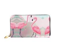 WXZYFP Portefeuille long en cuir Love Flamingo, impression double face, matériau en cuir microfibre, unisexe, imperméable et durable