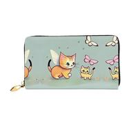 WXZYFP Portefeuille long en cuir motif chaton papillon, impression double face, matériau en cuir microfibre, unisexe, imperméable et durable