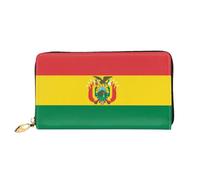 WXZYFP Portefeuille long en cuir motif drapeau de la Bolivie, impression double face, matériau en cuir microfibre, unisexe, imperméable et durable, noir, taille unique