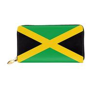 WXZYFP Portefeuille long en cuir motif drapeau de la Jamaïque, impression double face, matériau en cuir microfibre, unisexe, imperméable et durable, noir, taille unique