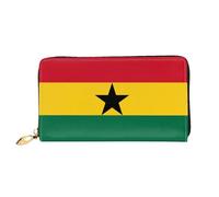WXZYFP Portefeuille long en cuir motif drapeau du Ghana, impression double face, matériau en cuir microfibre, unisexe, imperméable et durable