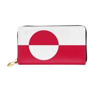 WXZYFP Portefeuille long en cuir motif drapeau du Groenland, impression double face, matériau en cuir microfibre, unisexe, imperméable et durable, noir, taille unique