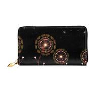 WXZYFP Portefeuille long en cuir motif pissenlit étoilé, impression double face, matériau en cuir microfibre, unisexe, imperméable et durable