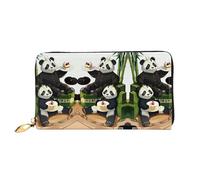 WXZYFP Portefeuille long en cuir pandas du père et du fils, impression double face, matériau en cuir microfibre, unisexe, imperméable et durable