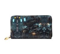 WXZYFP Portefeuille long Future Robot Leather avec impression double face, matériau en cuir microfibre, unisexe, imperméable et durable