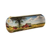 WXZYFP Ranch View Trousse à crayons en cuir croisé respectueux de l'environnement, légère et portable, adaptée pour un usage quotidien.