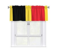 WXZYFP Rideau court à tringle pour cantonnière 137,2 x 45,7 cm Drapeau de la Belgique, convient pour cuisine, salle de bain, chambre à coucher, facile à installer.