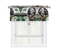 WXZYFP Rideau court à tringle pour cantonnière - 137,2 x 45,7 cm - Motifs billets de banque - Convient pour la cuisine, la salle de bain, la chambre à coucher - Facile à installer.
