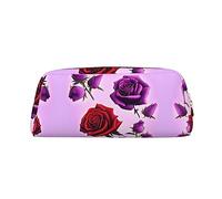 WXZYFP Roses rouges et violettes. La trousse est fabriquée en cuir croisé (PVC), doublure 100 % polyester et impression plein écran