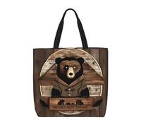 WXZYFP Rustic Lodge Bear C'est un sac pratique à une épaule, adapté pour le shopping, les voyages et les besoins de la vie quotidienne, noir, taille unique