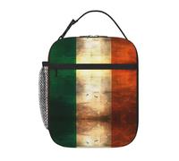 WXZYFP Sac à déjeuner isotherme portable avec drapeau irlandais rétro, couleurs riches, tissu Oxford (100 % polyester) + matelassage + PEVA
