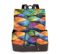 WXZYFP Sac à dos en cuir pour femme imprimé sur un seul côté, rangement multifonctionnel, durable et pratique, écailles de poisson arc-en-ciel, noir, taille unique