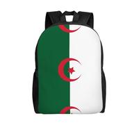 WXZYFP Sac à dos imprimé drapeau de l'Algérie sur un seul côté, idéal pour les voyages, le sport, le travail, tissu imperméable, noir, taille unique