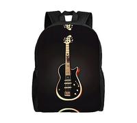 WXZYFP Sac à dos intégral imprimé sur un seul côté de guitare noire, adapté pour les voyages, le sport, le travail, tissu imperméable