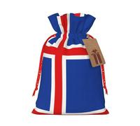 WXZYFP Sac cadeau drapeau de l'Islande en lin avec cordon de serrage, emballage cadeau de Noël, anniversaire, fête, facile à laver