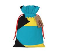 WXZYFP Sac cadeau drapeau des Bahamas en lin avec cordon de serrage pour Noël, anniversaire, fête, emballage cadeau, facile à laver