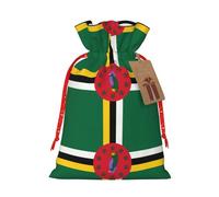 WXZYFP Sac cadeau drapeau du Commonwealth de Dominique en lin avec cordon de serrage, emballage cadeau de Noël, anniversaire, fête, facile à laver