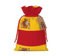 WXZYFP Sac cadeau drapeau espagnol en lin avec cordon de serrage, emballage cadeau de Noël, anniversaire, fête, facile à laver