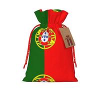 WXZYFP Sac cadeau drapeau portugais en lin avec cordon de serrage, emballage cadeau de Noël, anniversaire, fête, facile à laver
