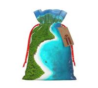 WXZYFP Sac cadeau en lin avec cordon de serrage « An island in the Ocean » pour Noël, anniversaire, fête, facile à laver