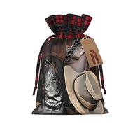 WXZYFP Sac cadeau en lin avec cordon de serrage - Chapeau de cowboy noir - 100 % polyester - Convient pour l'emballage de cadeaux de Noël