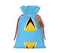 WXZYFP Sac cadeau en lin avec cordon de serrage, motif drapeau de Sainte-Lucie pour Noël, anniversaire, fête, facile à laver