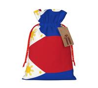 WXZYFP Sac cadeau en lin avec cordon de serrage, motif drapeau des Philippines, pour Noël, anniversaire, fête, facile à laver