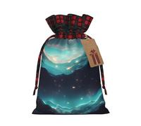 WXZYFP Sac cadeau en lin avec cordon de serrage, motif étoiles de science-fiction, 100 % polyester, adapté pour l'emballage cadeau de Noël