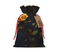 WXZYFP Sac cadeau en lin avec cordon de serrage Motif roses jaunes Nuit étoilée Pour Noël, anniversaire, fête, facile à laver
