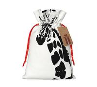 WXZYFP Sac cadeau girafe noir et blanc en lin avec cordon de serrage, emballage cadeau de Noël, anniversaire, fête, facile à laver